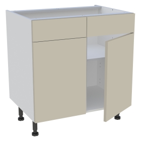 Meuble bas cuisine 2 portes, 2 faux tiroirs H. 87 cm x L. 80 cm - Beige mat