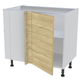 Meuble bas d'angle cuisine 1 porte H.87 cm x L. 90 cm - Chêne clair