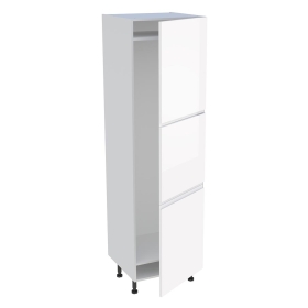 Colonne cuisine pour réfrigérateur avec 3 portes H.201,6 cm x L. 60 cm - Blanc Brillant Sans Poignée