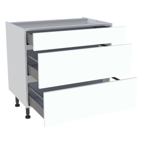 Meuble bas cuisine 1 tiroir, 2 casseroliers H.87 cm x L. 90 cm - Blanc chaud mat