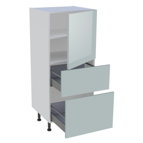 Demi colonne cuisine 1 porte, 2 casseroliers H.129,6 cm x L. 60 cm - Gris cendre brillant