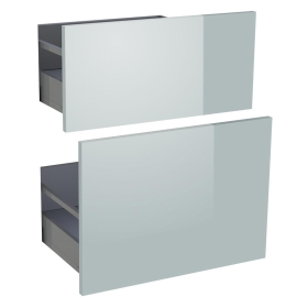 Kit façade meuble cuisine Gris Cendre Brillant 2 casseroliers H. 71,7 cm L. 59,7 cm