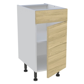 Meuble bas cuisine 1 porte, 1 faux tiroir H.87 cm x L. 40 cm - Chêne clair