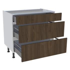 Meuble bas cuisine 1 tiroir, 2 casseroliers H. 87 cm x L. 90 cm - Noyer foncé