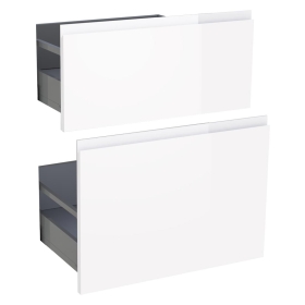 Kit façade meuble cuisine Blanc Brillant Sans Poignée 2 casseroliers H. 71,7 cm L. 59,7 cm