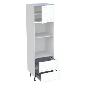 Colonne cuisine 1 porte, 2 casseroliers H.216,6 cm x L. 60 cm - Blanc cadre