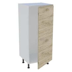 Demi-colonne cuisine pour réfrigérateur avec 1 porte H.129,6 cm x L. 60 cm - Bois Clair Sans Poignée