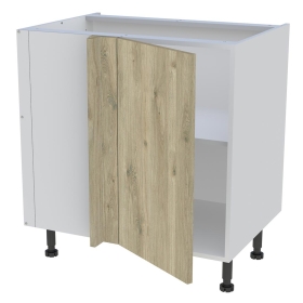 Meuble bas d'angle cuisine 1 porte H.87 cm x L. 80 cm - Chêne doré