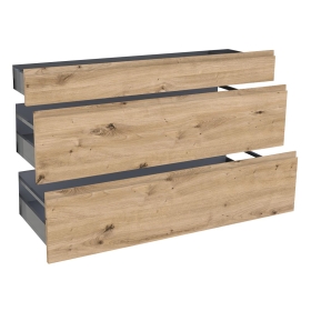 Kit façade meuble cuisine Chêne Naturel Sans Poignée 1 tiroir, 2 casseroliers H. 71,7 cm L. 119,7 cm