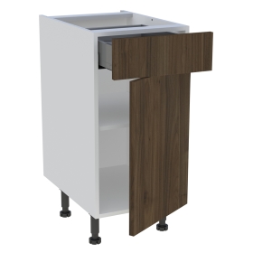 Meuble bas cuisine 1 porte, 1 tiroir H. 87 cm x L. 40 cm - Noyer foncé
