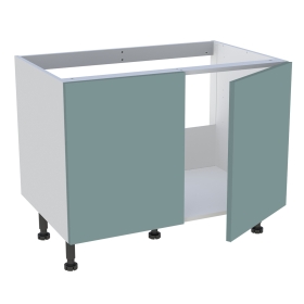 Meuble bas cuisine 2 portes pour évier timbre H.72,6 cm x L. 90 cm  - Vert opale mat