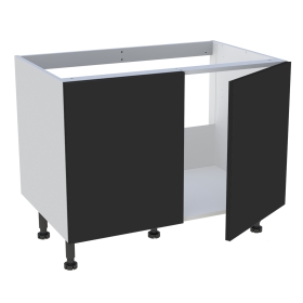 Meuble bas cuisine 2 portes pour évier timbre H.72,6 cm x L. 90 cm  - Noir mat