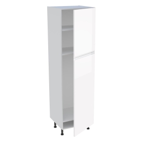 Colonne cuisine pour réfrigérateur avec 2 portes H.201,6 cm x L. 60 cm - Blanc Brillant Sans Poignée