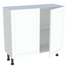 Meuble bas cuisine 2 portes H.87 cm x L. 90 cm x P. 36,9 cm - Blanc cadre