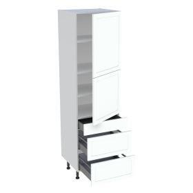 Colonne cuisine 2 portes, 1 tiroir, 2 casseroliers H.216,6 cm x L. 60 cm - Blanc cadre