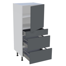 Demi colonne cuisine 1 porte, 1 tiroir, 2 casseroliers H.129,6 cm x L. 60 cm - Gris ardoise mat