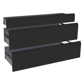 Kit façade meuble cuisine Noir Mat Sans Poignée 1 tiroir, 2 casseroliers H. 71,7 cm L. 119,7 cm