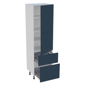 Colonne cuisine 2 portes, 2 casseroliers H.216,6 cm x L. 60 cm - Bleu nuit mat