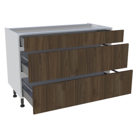 Meuble bas cuisine 1 tiroir, 2 casseroliers H. 87 cm x L. 120 cm - Noyer foncé