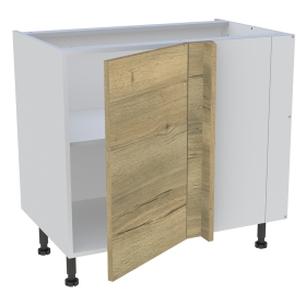 Meuble bas d'angle cuisine 1 porte H.87 cm x L. 90 cm - Chêne structuré
