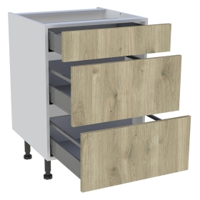 Meuble bas cuisine 1 tiroir, 2 casseroliers H.87 cm x L. 60 cm - Chêne doré