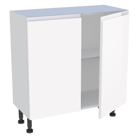 Meuble bas cuisine 2 portes H.87 cm x L. 80 cm x P. 36,9 cm - Blanc brillant sans poignée