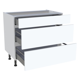 Meuble bas cuisine 1 tiroir, 2 casseroliers H.87 cm x L. 90 cm - Blanc mat