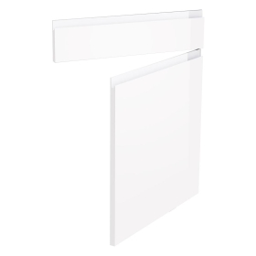 Kit façade meuble cuisine Blanc Brillant Sans Poignée 1 porte, 1 faux tiroir H. 71,7 cm L. 59,7 cm