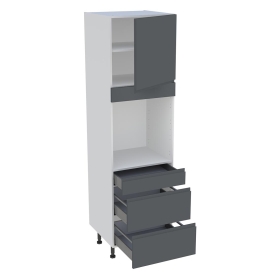 Colonne cuisine 1 porte, 1 tiroir, 2 casseroliers H.216,6 cm x L. 60 cm - Gris ardoise mat sans poignee