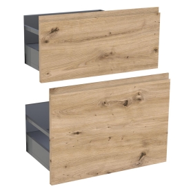 Kit façade meuble cuisine Chêne Naturel Sans Poignée 2 casseroliers H. 71,7 cm L. 59,7 cm