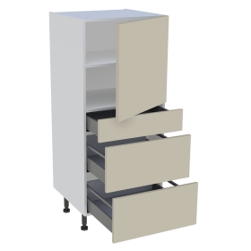 Demi colonne cuisine 1 porte, 1 tiroir, 2 casseroliers H. 129,6 cm x L. 60 cm - Beige mat