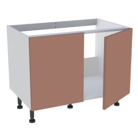 Meuble bas cuisine 2 portes pour évier timbre H.72,6 cm x L. 90 cm  - Terracotta mat