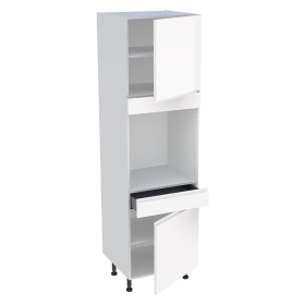 Colonne cuisine 2 portes, 1 tiroir H.216,6 cm x L. 60 cm - Blanc brillant sans poignée