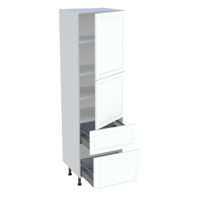 Colonne cuisine 2 portes, 2 casseroliers H.216,6 cm x L. 60 cm - Blanc cadre