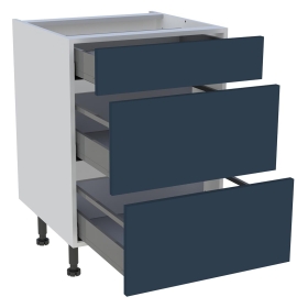 Meuble bas cuisine 1 tiroir, 2 casseroliers H.87 cm x L. 60 cm - Bleu nuit mat