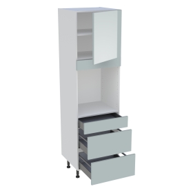Colonne cuisine 1 porte, 1 tiroir, 2 casseroliers H.216,6 cm x L. 60 cm - Gris cendre brillant