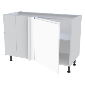Meuble bas d'angle cuisine 1 porte H.87 cm x L. 120 cm - Blanc mat sans poignée