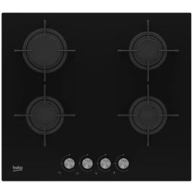 Plaque de cuisson gaz verre noir 4 foyers - Beko HILG64221S