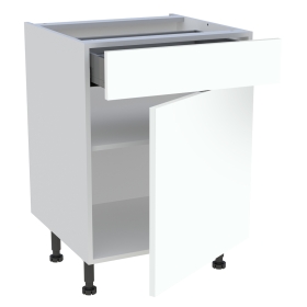 Meuble bas cuisine 1 porte, 1 tiroir H.87 cm x L. 60 cm - Blanc chaud mat