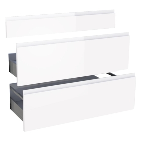 Kit façade meuble cuisine Blanc Brillant Sans Poignée 1 faux tiroir, 2 casseroliers H. 71,7 cm L. 89,7 cm