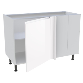 Meuble bas d'angle cuisine 1 porte H.87 cm x L. 120 cm - Blanc brillant sans poignée
