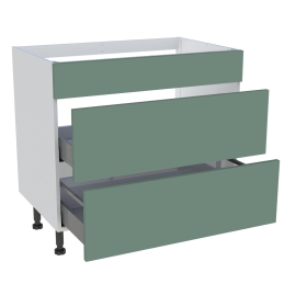 Meuble bas cuisson cuisine 1 faux tiroir, 2 casseroliers H. 87 cm x L. 90 cm - Vert sauge mat