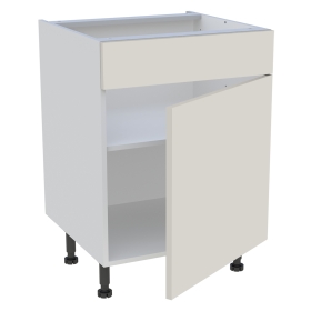 Meuble bas cuisine 1 porte, 1 faux tiroir H.87 cm x L. 60 cm - Lin mat