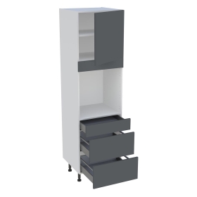 Colonne cuisine 1 porte, 1 tiroir, 2 casseroliers H.216,6 cm x L. 60 cm - Gris ardoise mat