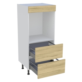 Demi colonne cuisine 2 casseroliers H.129,6 cm x L. 60 cm - Chêne clair