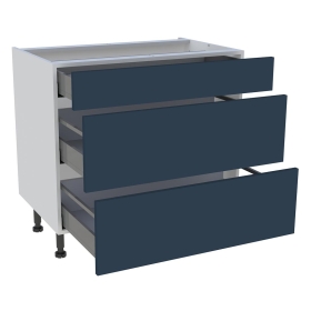 Meuble bas cuisine 1 tiroir, 2 casseroliers H.87 cm x L. 90 cm - Bleu nuit mat