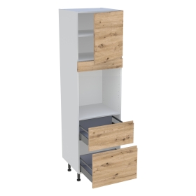 Colonne cuisine 1 porte, 2 casseroliers H.216,6 cm x L. 60 cm - CF1P2C60 - Chêne naturel sans poignée