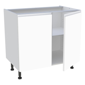 Meuble bas cuisine 2 portes H.87 cm x L. 90 cm - Blanc mat sans poignée