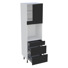 Colonne cuisine 1 porte, 1 tiroir, 2 casseroliers H.216,6 cm x L. 60 cm - Noir mat
