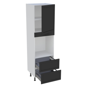 Colonne cuisine 1 porte, 2 casseroliers H.216,6 cm x L. 60 cm - CF2C1P - Noir cadre